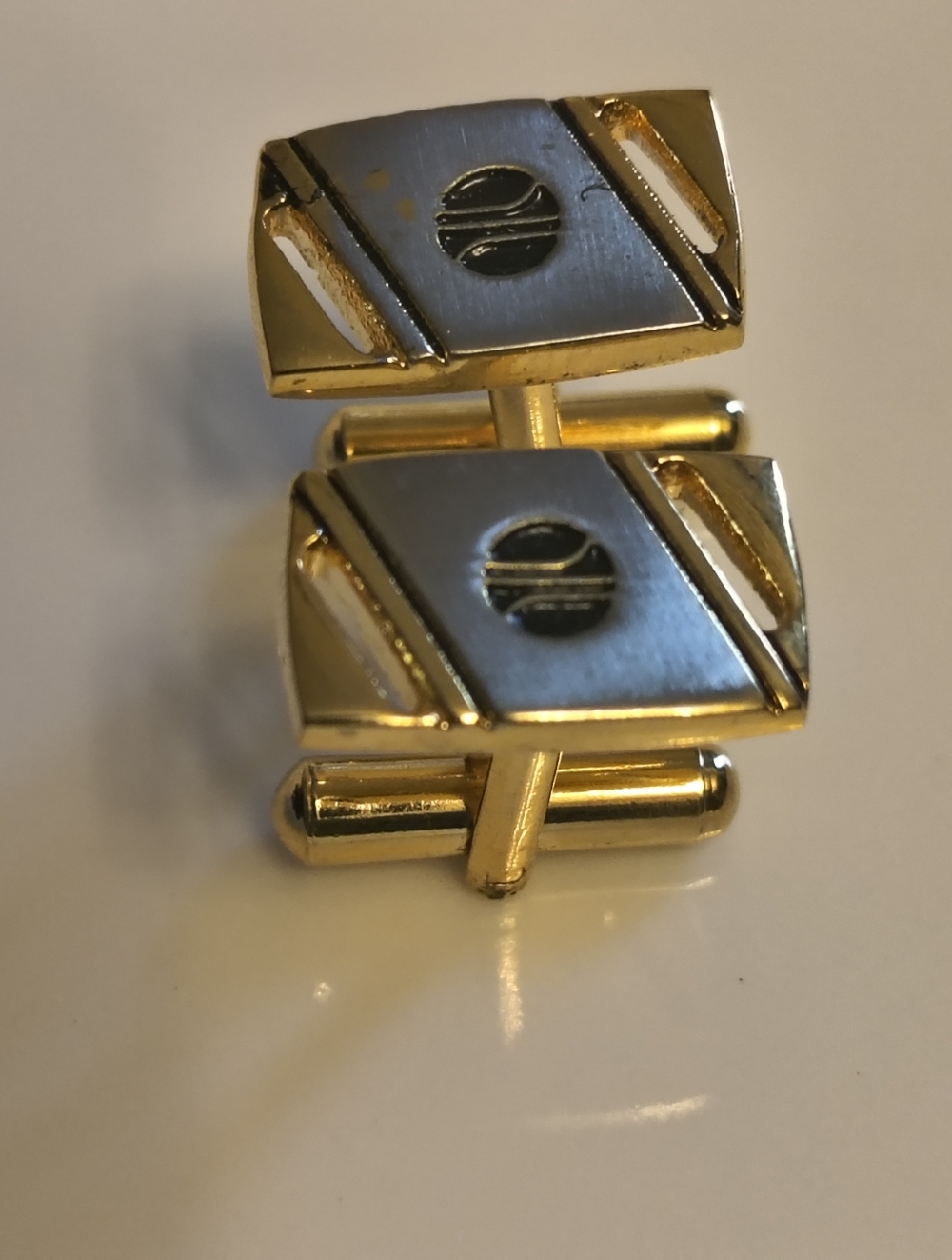 Gold and Silver Color Rectangular Men’s Cufflinks